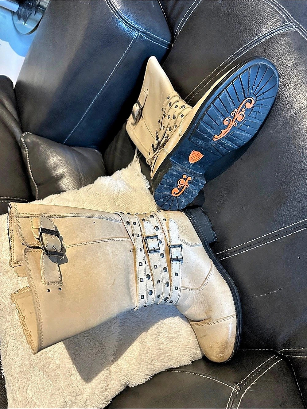 Harley-Davidson Kennedy 10-Inch Motorcycle Boots Cream US 6N